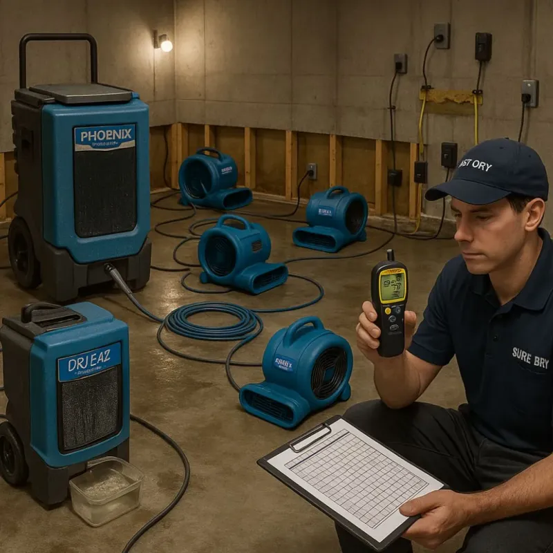 Structural Drying and Dehumidification process in Brussels, WI